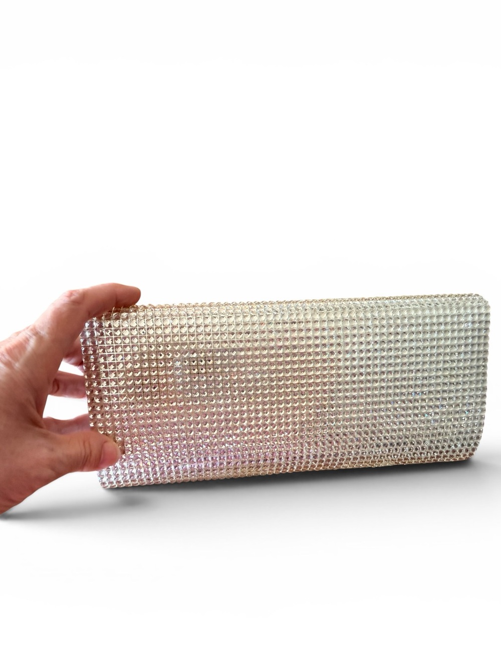 Like Spring Bedazzled Silver Evening Bag Clutch